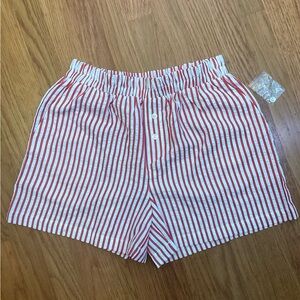 Red and White Striped Shorts, size Small, NWT